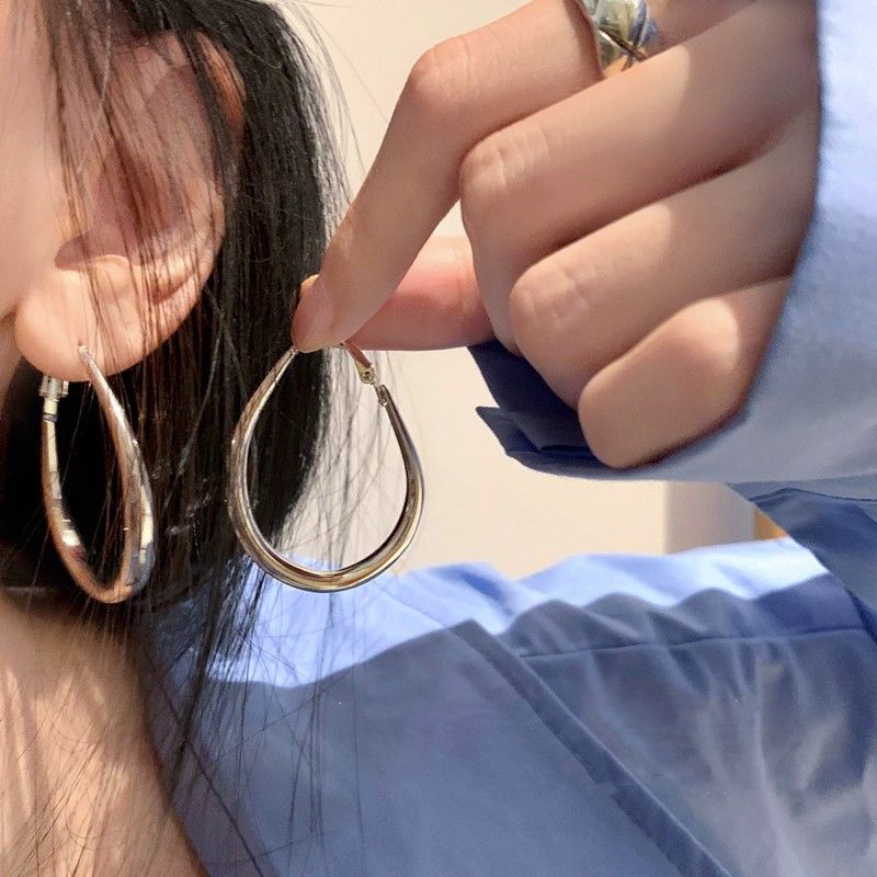 铜合金耳饰 经典水滴圆环耳圈2025年简约百搭小众高级感耳环耳饰