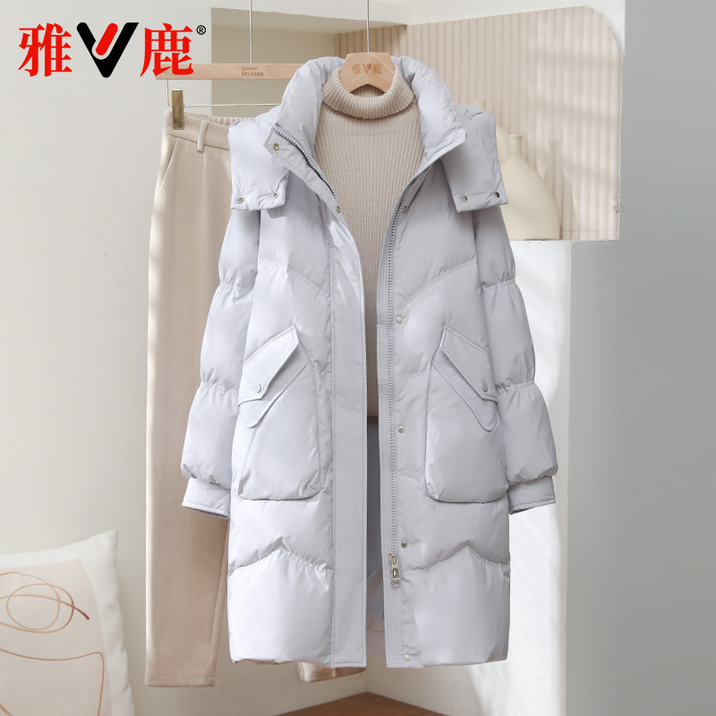 雅鹿2025冬季新款羽绒服女中长款洋气时尚百搭可脱卸帽保暖厚外套