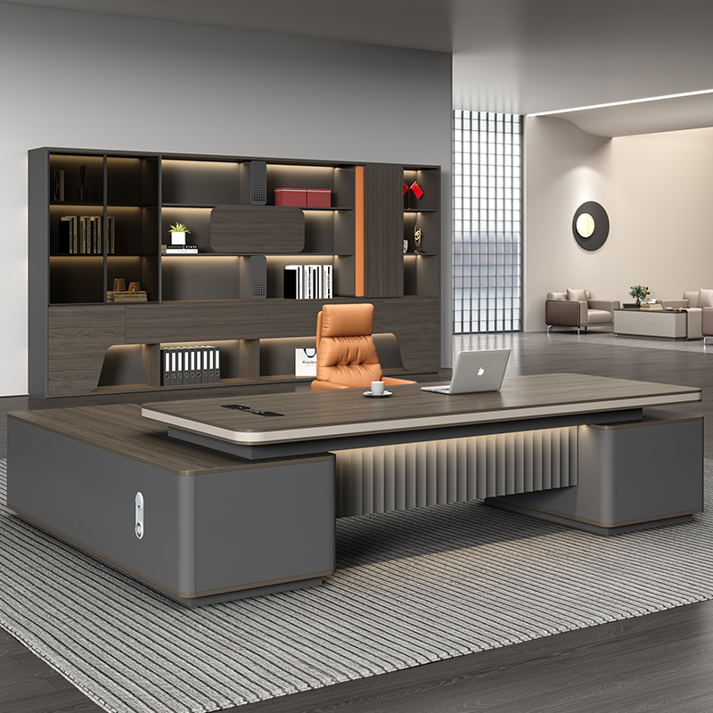 金鸾老板桌大班台简约总经理办公室桌子高档组合轻奢总裁办公桌椅