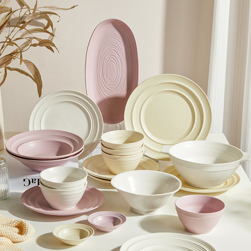 稻森碗碟奶油色陶瓷餐具套装家用乔迁新居送碗盘餐具全套2025新款