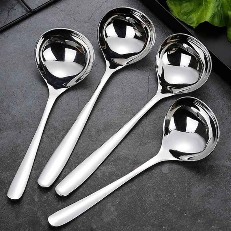 【到手4支】不锈钢大头勺家用喝汤吃饭圆头长柄加大勺子大汤勺粥勺