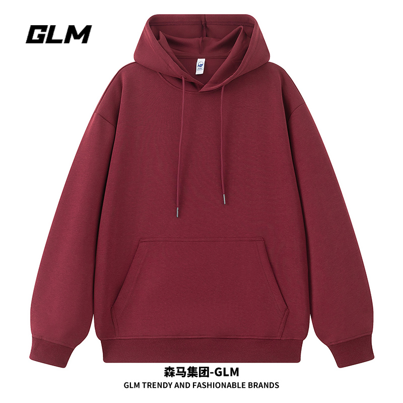 GLM春季纯色加绒加厚连帽休闲卫衣宽松长袖T恤打底衫韩版上衣服装