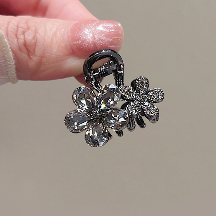 韩版黑色小号气质优雅水钻刘海抓夹顶夹水晶发卡鲨鱼夹抓夹发饰女