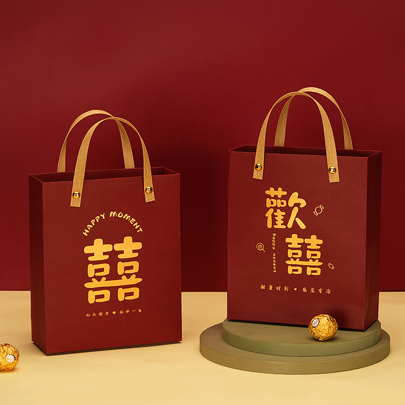 新款结婚手提袋喜糖袋子婚礼回礼盒空盒礼袋伴手礼品盒伴娘装礼物