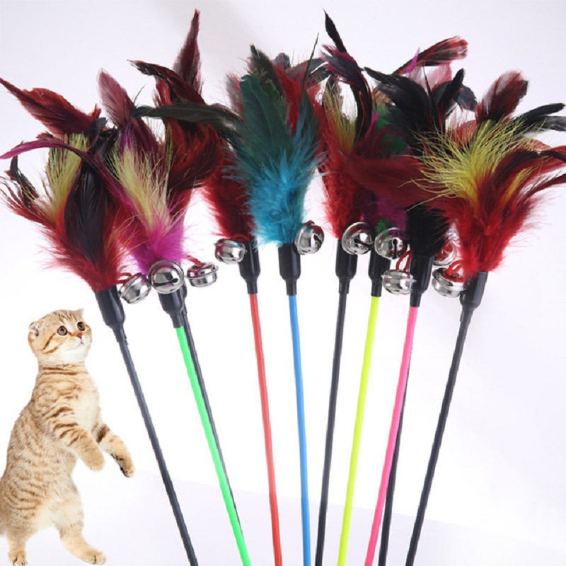 直供爆款逗猫棒 羽毛大号逗猫棒铃铛逗猫杆 猫咪玩具宠物用品