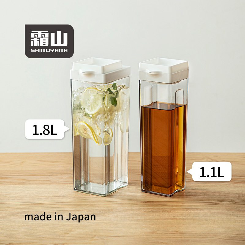【霜山】日本原装进口方形冷水壶茶壶可冷藏大口径水壶透明收纳壶