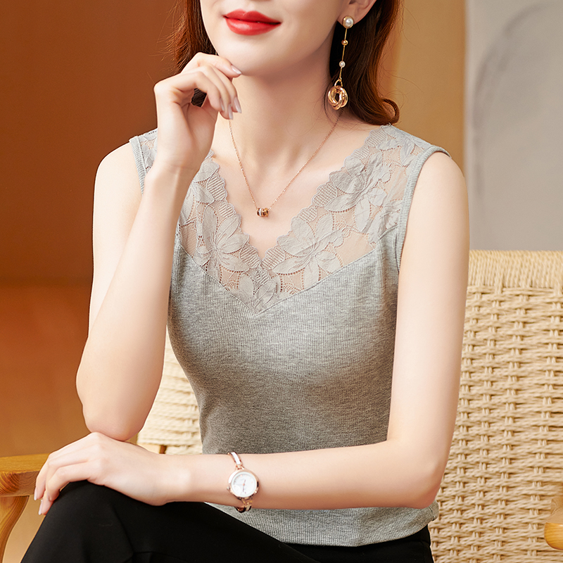 大码吊带背心女妈妈内搭黑色蕾丝打底衫女士无袖上衣2025夏季新款