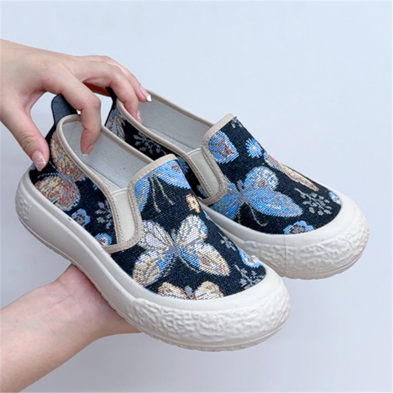 新款老北京布鞋时尚休闲女单鞋软底透气一脚蹬懒人鞋轻便学生鞋