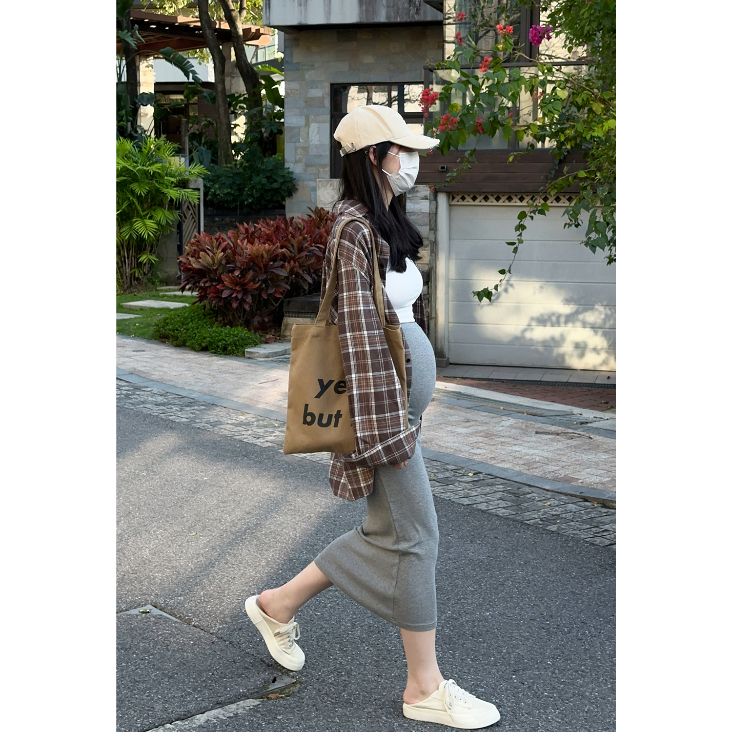 无托腹孕妇针织半身裙子女春秋外穿中长款显瘦直筒包臀裙小个子夏