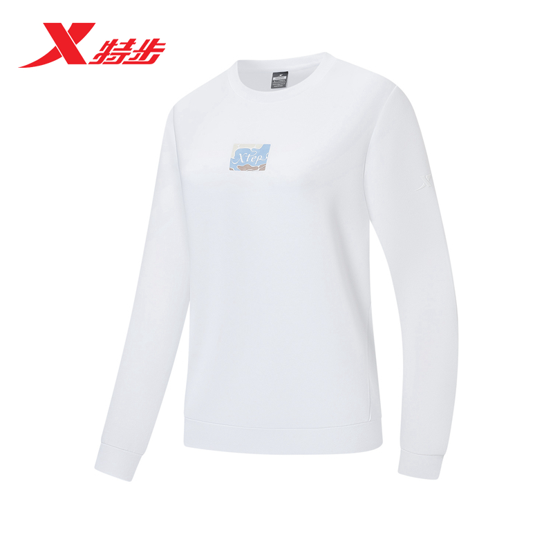XTEP/特步特步卫衣外套女士2024年秋季新款圆领套头衫休闲上衣