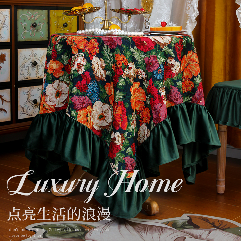 【经典花色】复古油画风桌布美式轻奢餐桌盖巾圆桌布台布防尘盖布