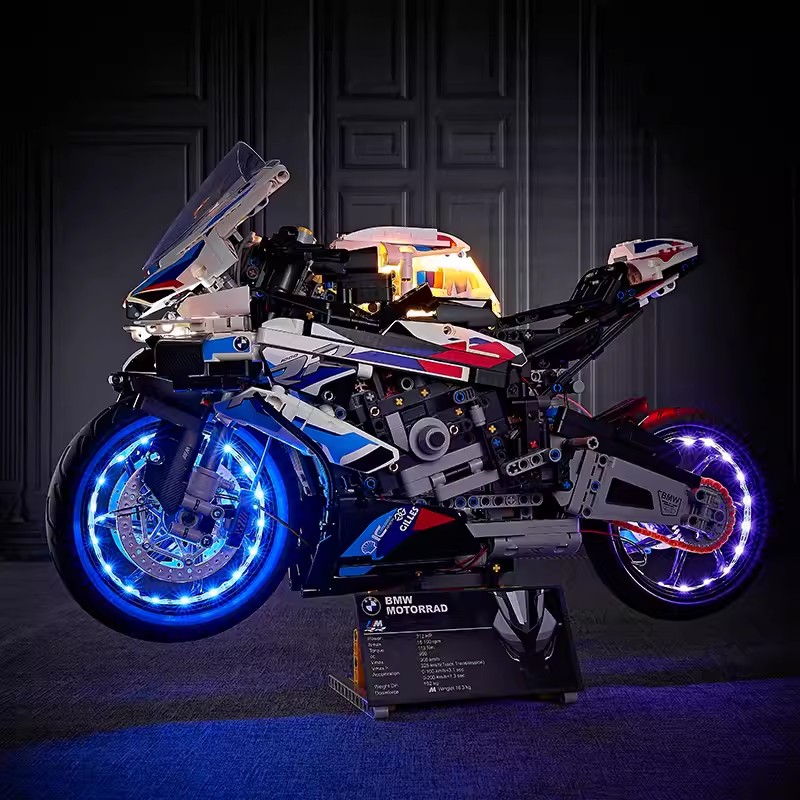 1：5宝马M1000RR机械组联动摩托车拼装玩具模型益智高难度积木礼物