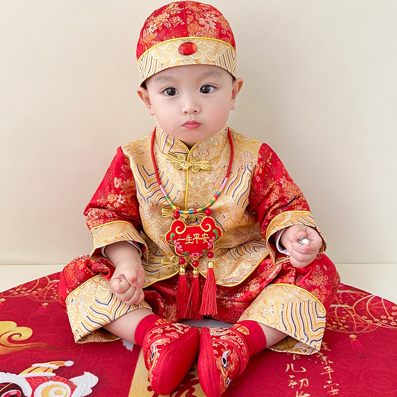 一周岁礼服男女宝宝中式婴幼儿抓周服秋冬生日宴复古喜庆唐装套装
