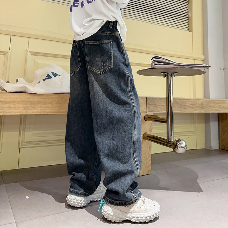 男童牛仔裤子6-12岁潮款2025冬季新款秋冬中大儿童男孩洋气加绒潮