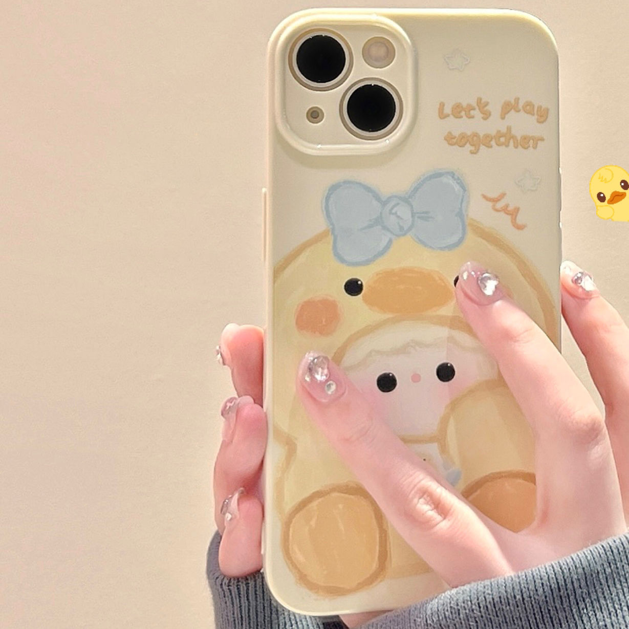 日韩小鸭适用iPhone15手机壳苹果14promax新款13女硅胶Plus马卡龙