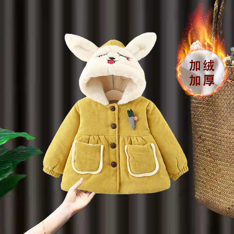 童装女童冬装棉衣宝宝加绒加厚外套2025新款婴儿冬季外穿棉袄棉服