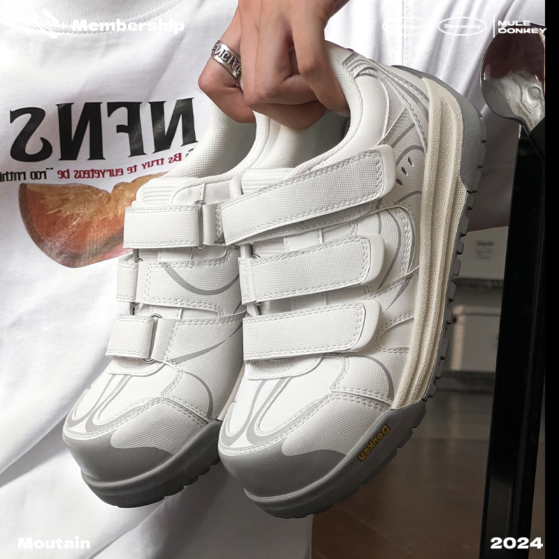 多嘴驴Donkey 丑萌板鞋小众原创魔术贴小白鞋休闲厚底德训鞋