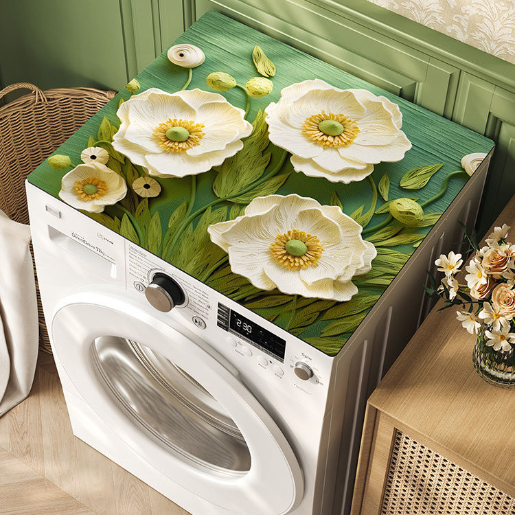 花卉洗衣机盖垫子吸水防晒冰箱盖布防尘罩垫布硅藻泥床头柜防尘垫