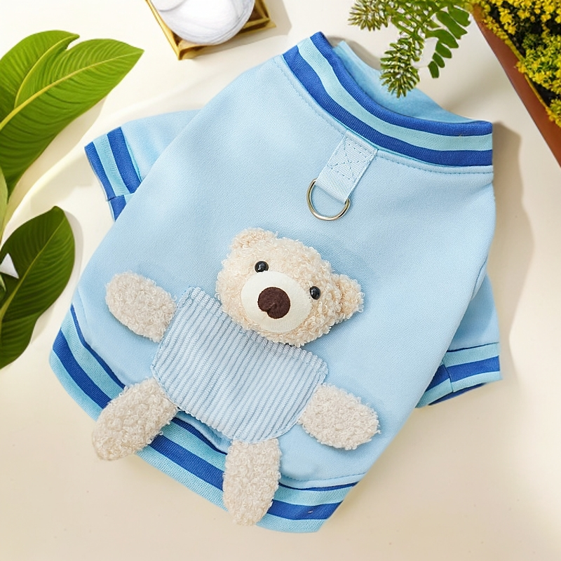 棒球服宠物狗狗猫咪加绒运动衣服用品秋冬撞色条纹小熊泰迪比熊法