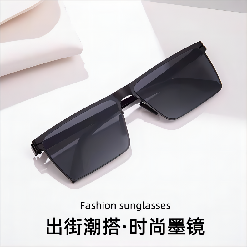 2024新款方框尼龙偏光太阳镜商务风内镀绿膜墨镜男士开车女太阳镜