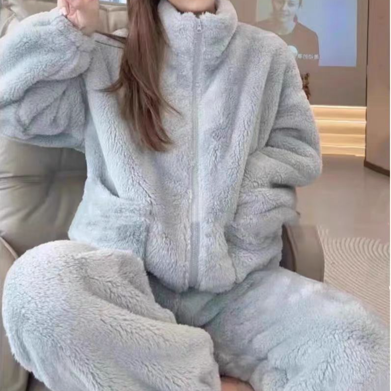 2025爆款李允珍正版双面北极绒加厚加绒保暖睡衣秋冬季家居服