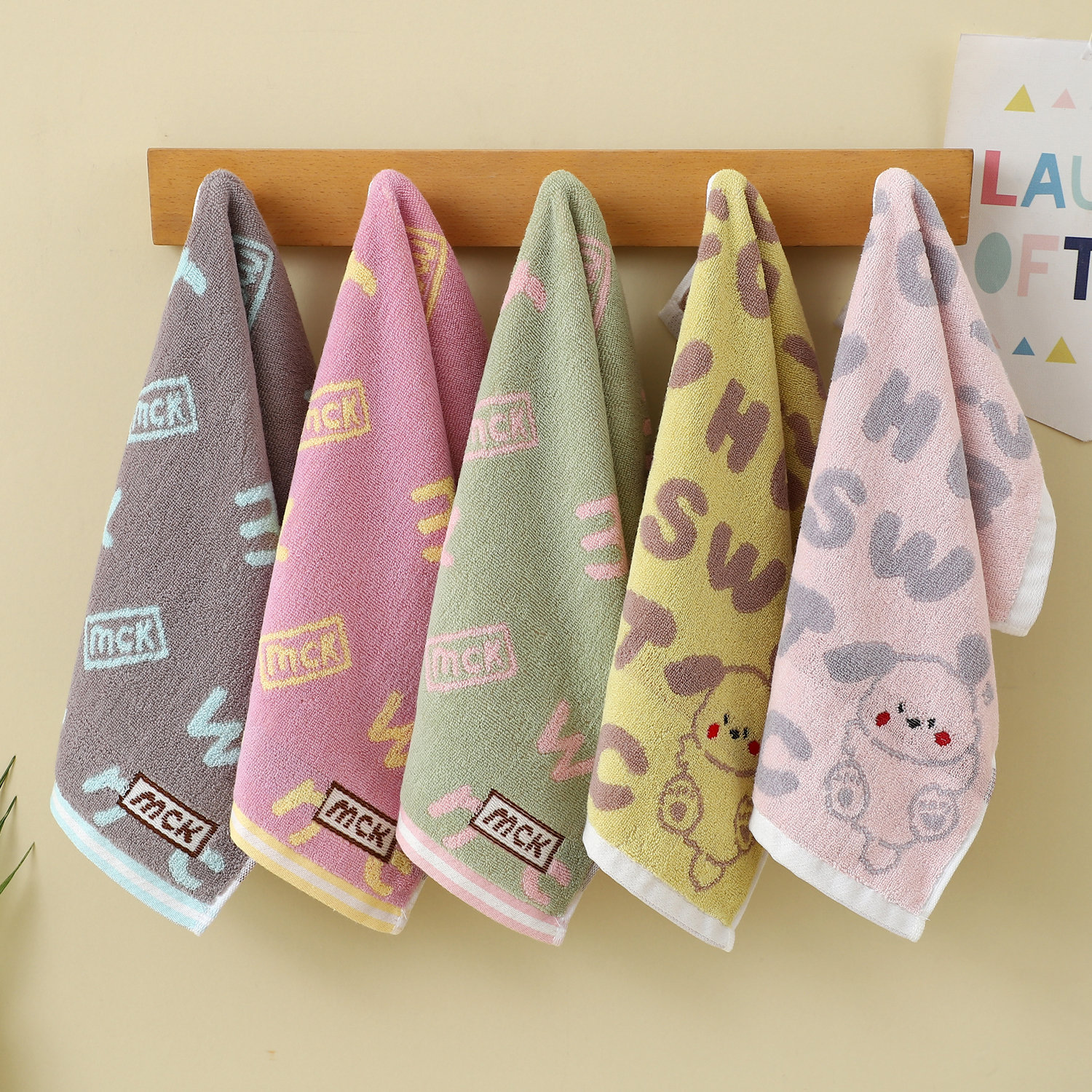 纯棉儿童毛巾洗脸家用全棉吸水柔软不掉毛宝宝卡通小孩幼儿长童巾