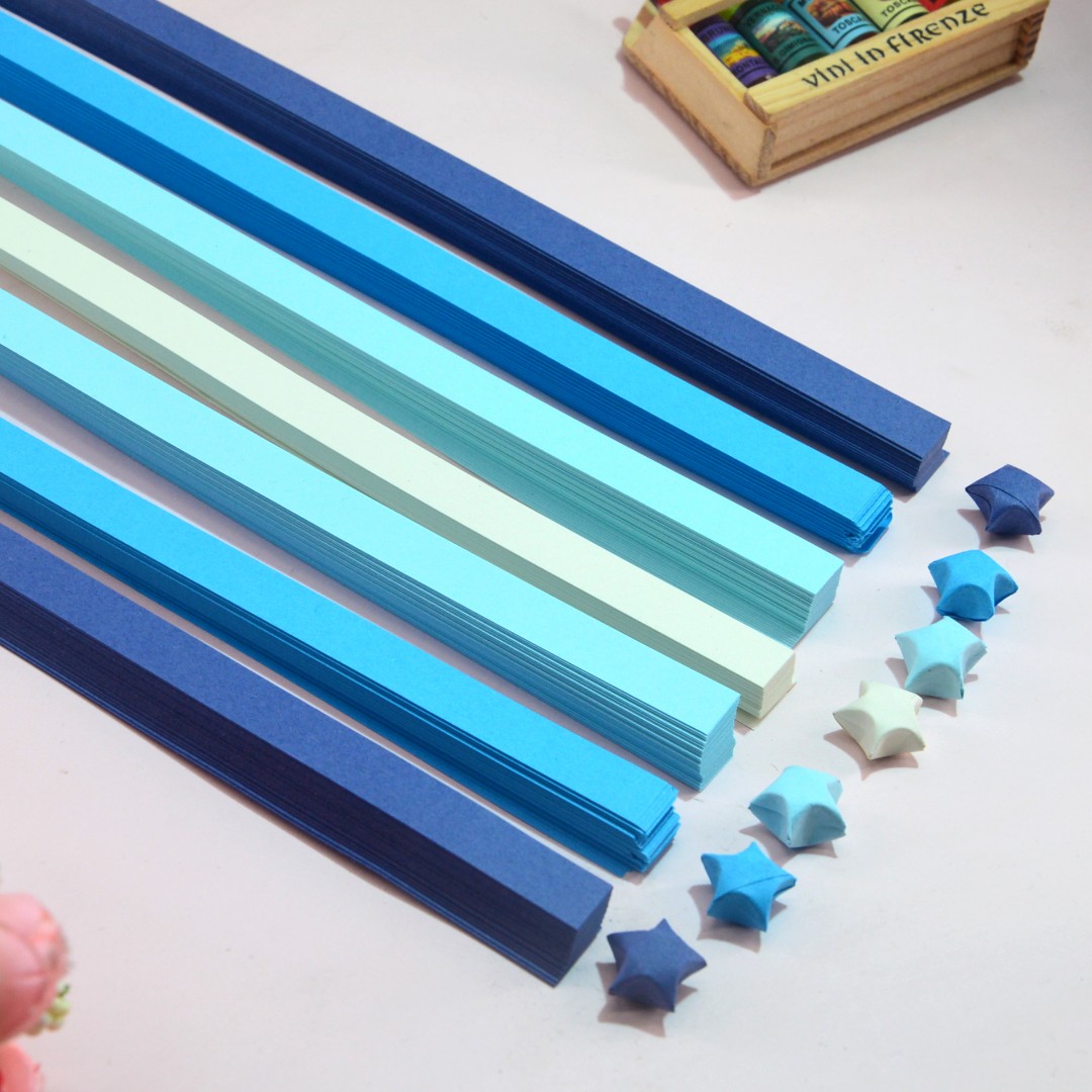 渐变色星星折纸条彩色幸运星五角星幼儿手工diy星星专用纸可写字