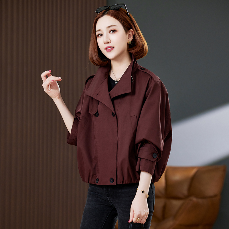 2024新款安可拉红外套女春秋大码早秋季上衣高级感小个子短款风衣