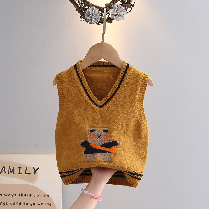 男宝宝马甲针织衫V领男童背心上衣新款小童外套2025秋装外穿马夹