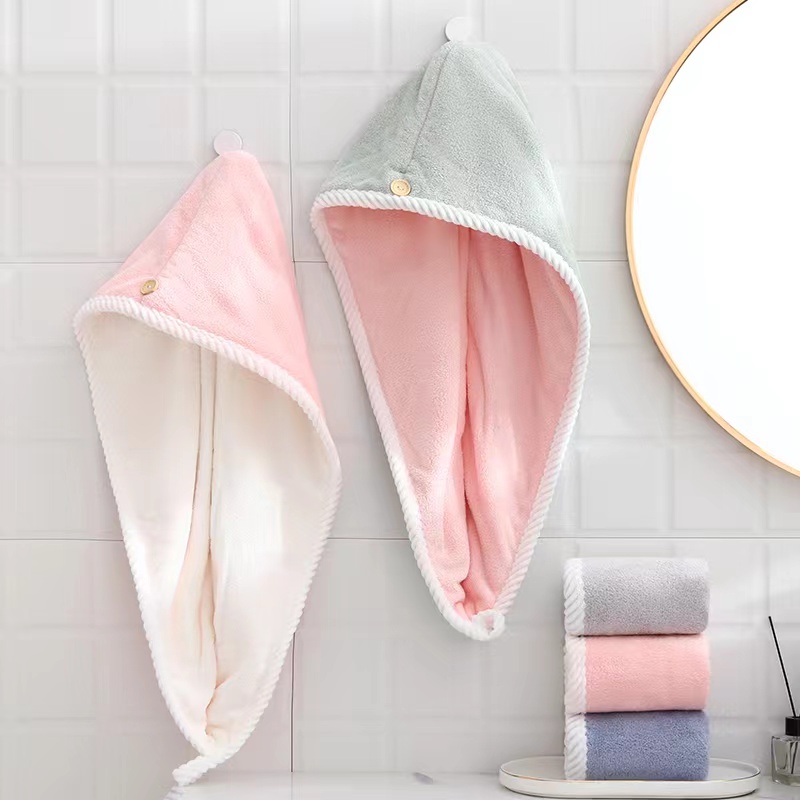 双层加厚AB面高档干发帽柔软洗澡