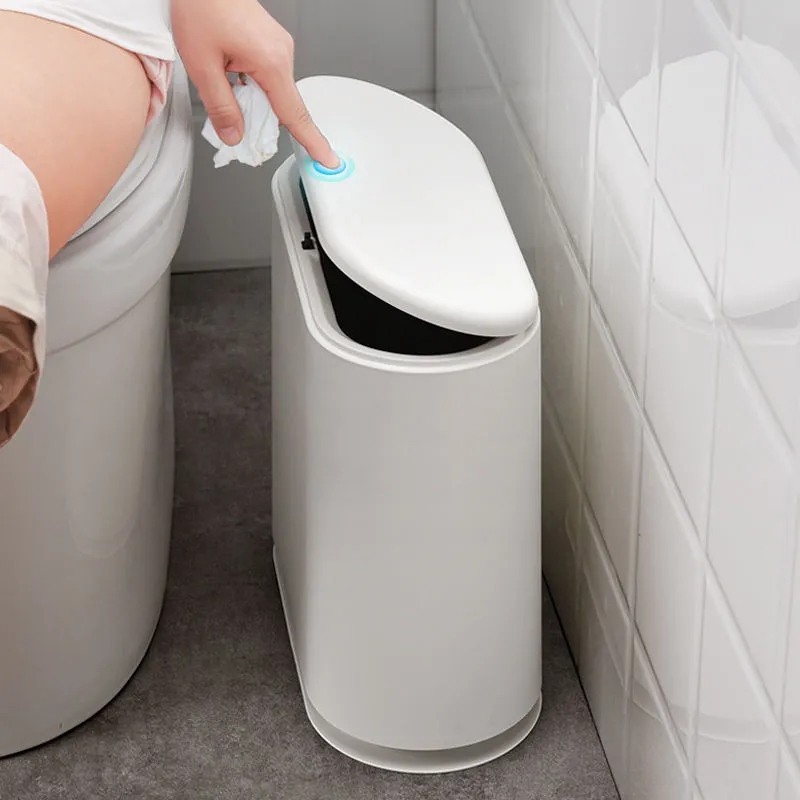 躬亲卫生间垃圾桶简约家用客厅按压式防臭卧室大号有盖废纸篓