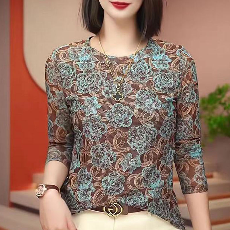 5368高档大码打底衫T恤女秋季新款加肥加大圆领显瘦小衫百搭上衣