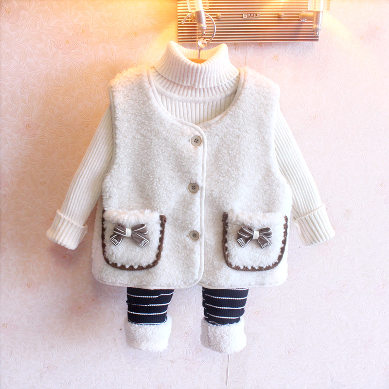 洋气婴儿女宝宝毛毛背心马甲小童潮版毛毛马甲女童加绒马甲外穿