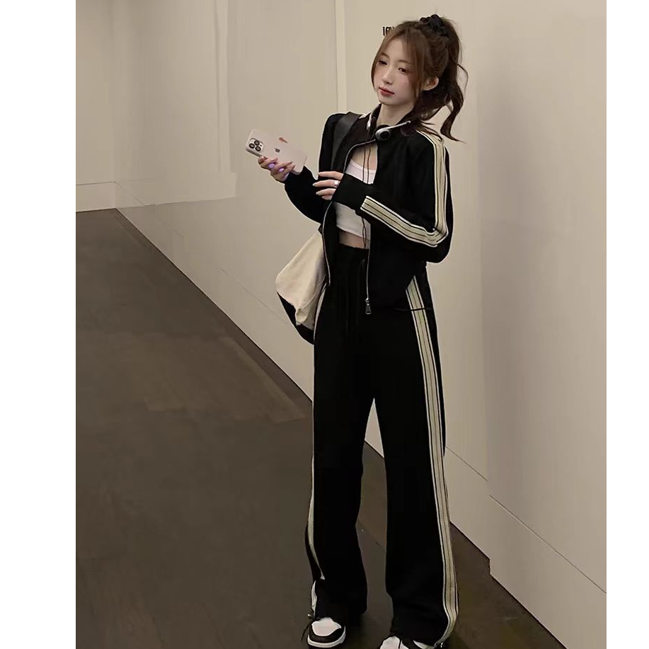K3010小个子时尚运动套装女秋冬款加绒减龄外套窄版裤两件套长袖
