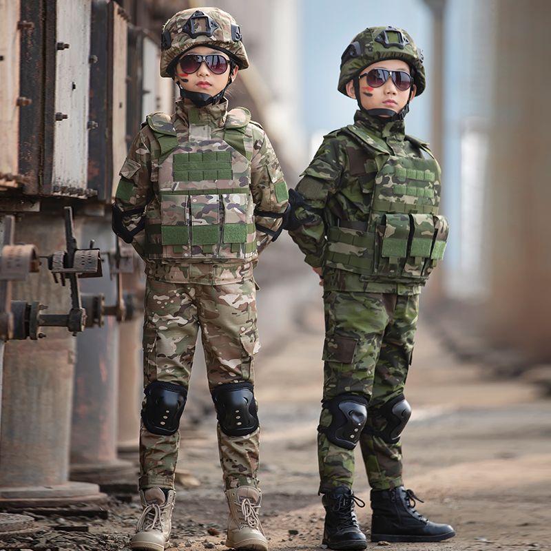 儿童迷彩服套装特种兵男女童衣服春夏小孩长短袖军训演出服装户外