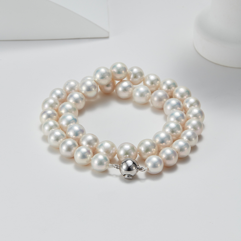 天然淡水珍珠项链10.0-11.0mm强光白圆形时尚百搭大颗珍珠项链