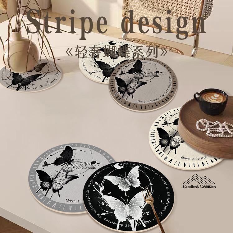 轻奢简约风圆形厨房餐厅杯垫沥水垫餐具垫耐脏好打理免洗隔热垫