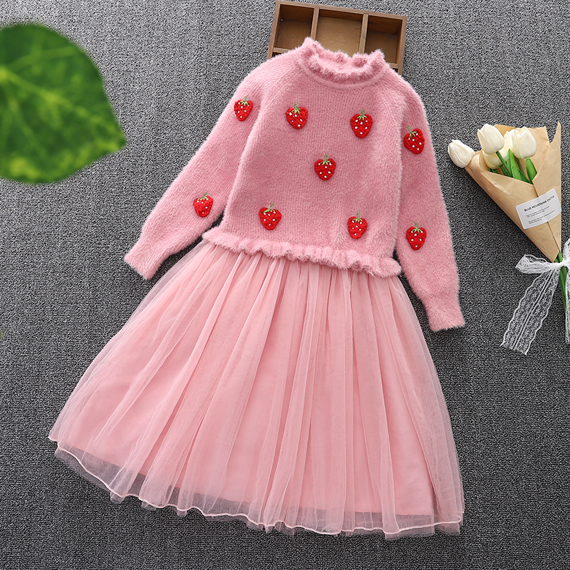 女童秋装连衣裙2025新款女孩毛衣裙秋冬加绒裙子儿童洋气公主裙子