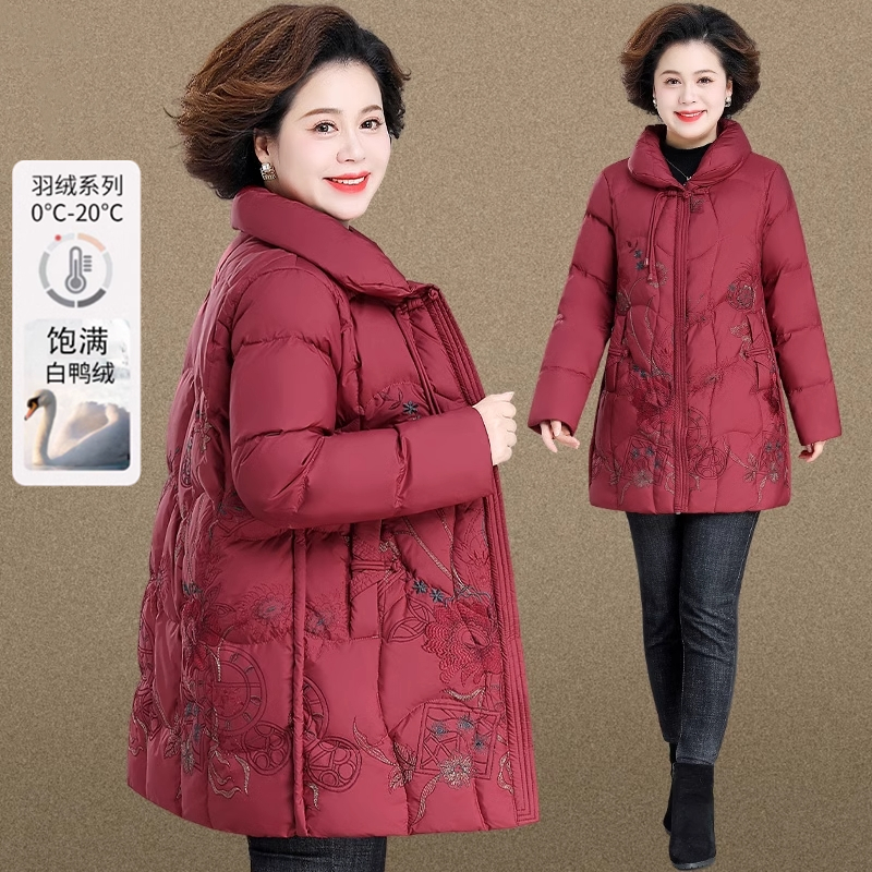 妈妈羽绒服冬装2024新款中年女秋冬外套加厚棉袄中老年女冬季棉衣