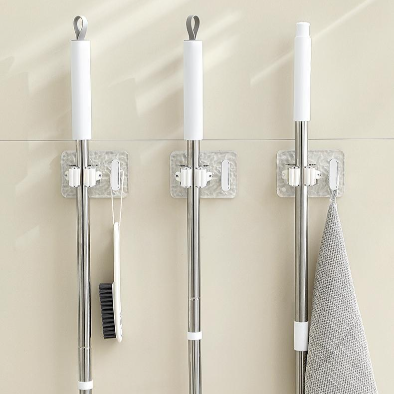 【佳立方】轻奢水波纹拖把夹强力粘胶挂钩免打孔卫生间拖布夹收纳架