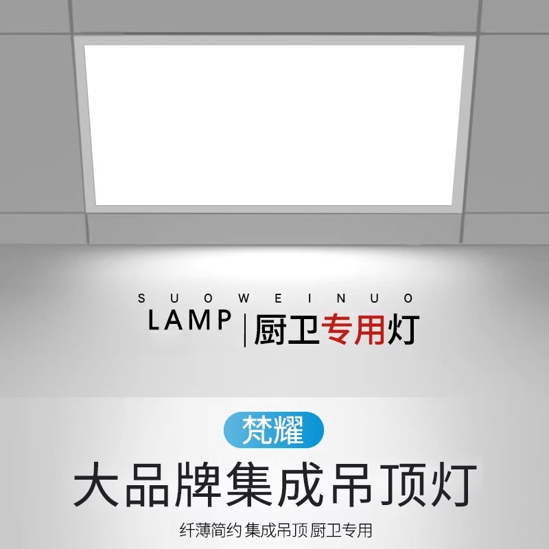 集成吊顶LED灯厨房浴室家用卫生间吸顶灯面板灯天花 嵌入式铝扣板