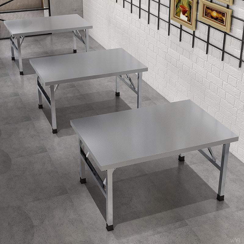 不锈钢折叠桌餐桌家用商用出租房吃饭桌快餐餐厅长方形便携小方桌