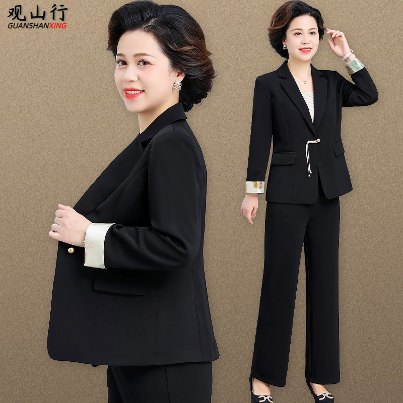 中年妈妈西装外套短款2025秋季新款洋气中老年女士春秋时尚小西服