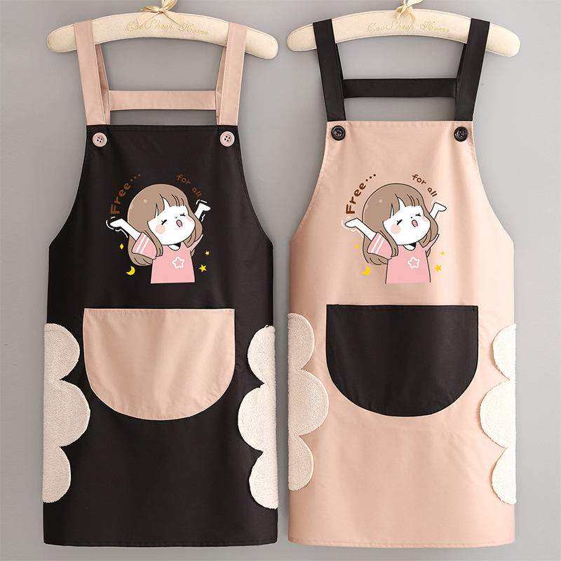 卡通可爱防水防油围裙厨房家用做饭围腰女餐饮专用工作服定制印字