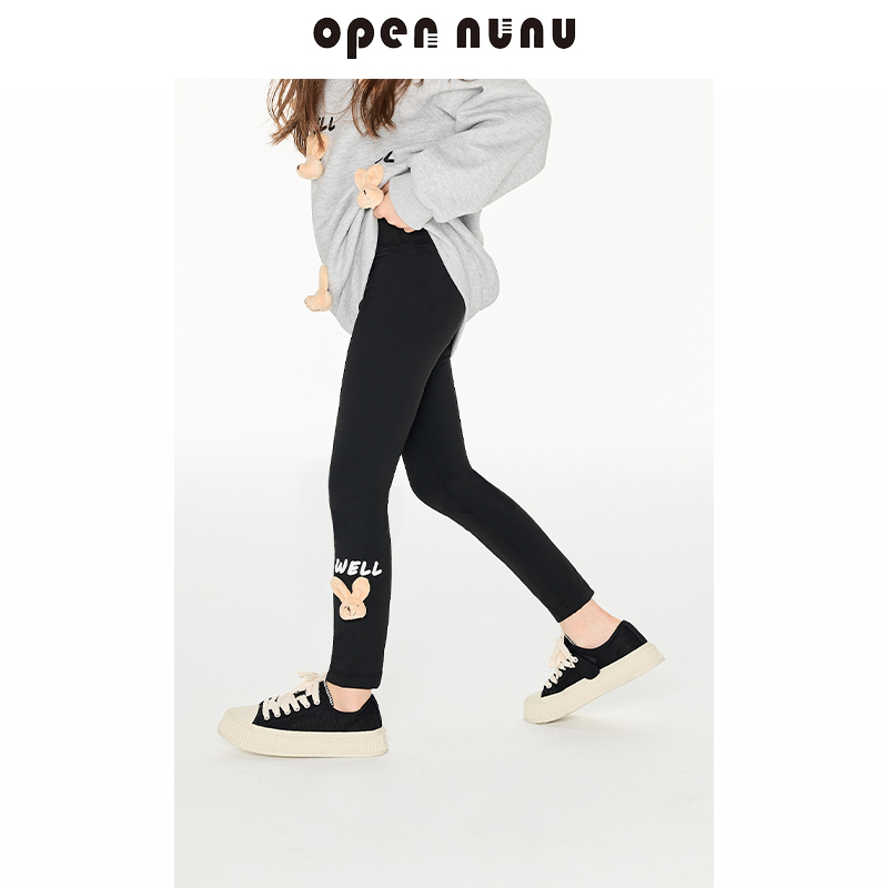 Opennunu女童趣味兔子玩偶打底裤无痕高腰弹力瑜伽长裤春秋外穿