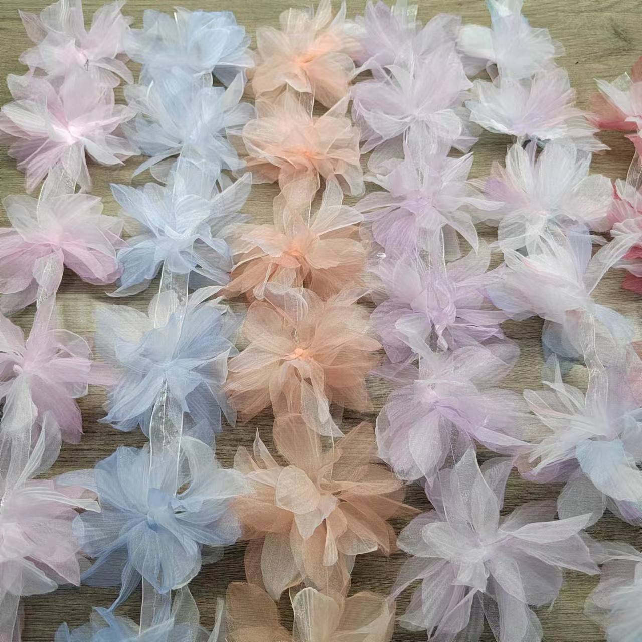 欧根纱立体定型渐变大花朵手工辅料DIY装饰