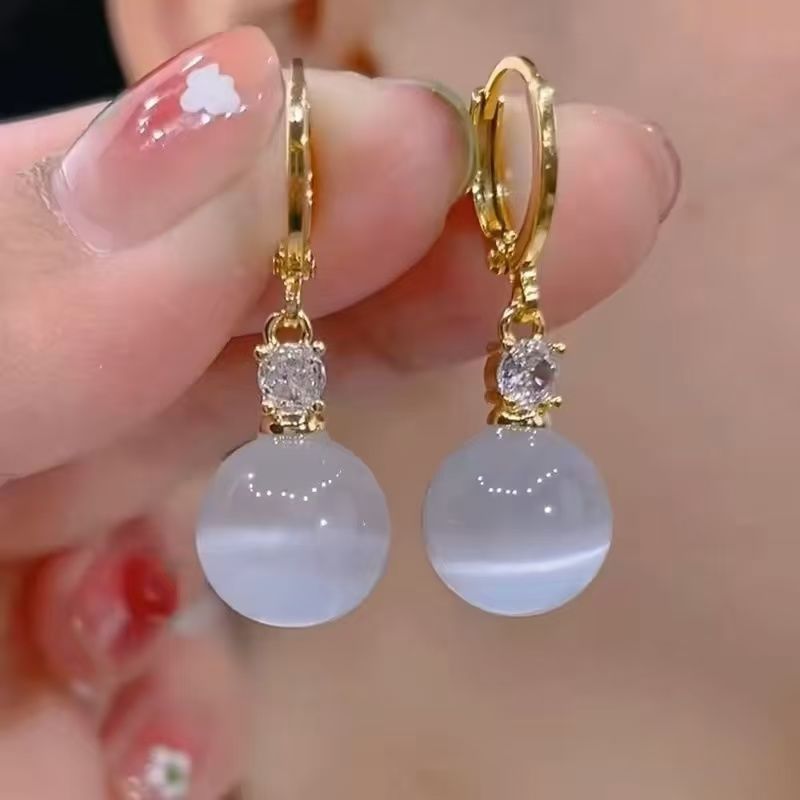 简约耳环耳扣新款气质时尚圆球耳饰小众网红百搭耳坠女