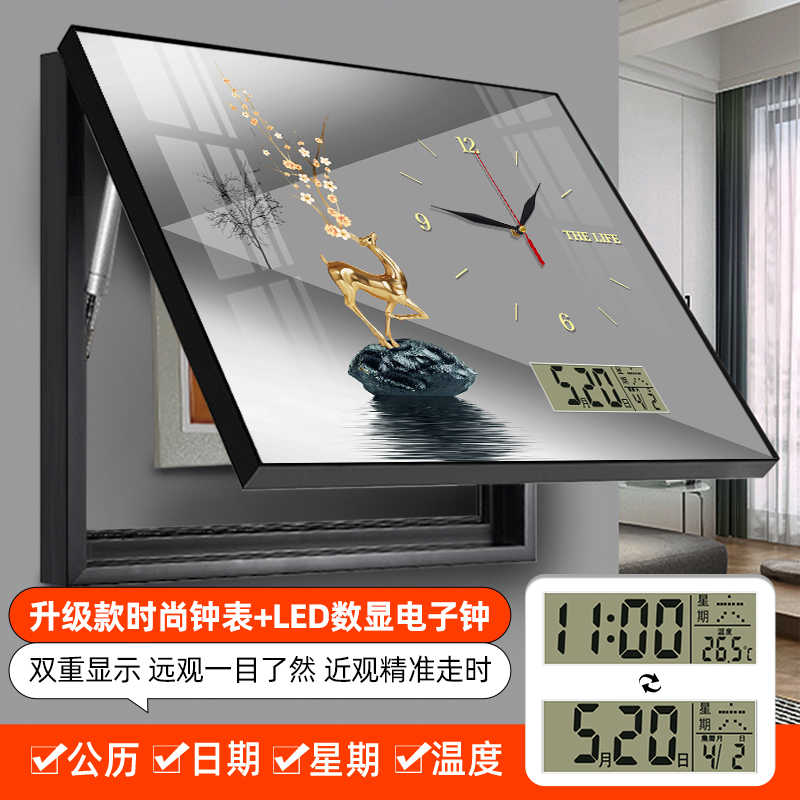 新款万年历电表箱装饰画免打孔遮挡开关盒子配电箱电闸箱带钟表