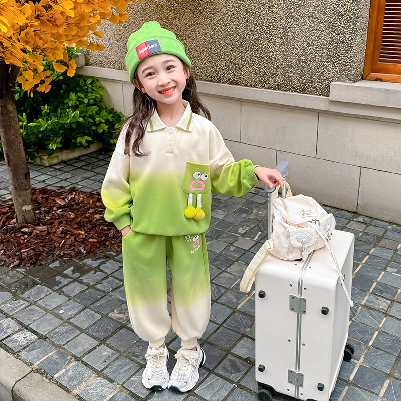 女童洋气休闲套装秋季新款韩版儿童Polo卫衣网红宝宝运动裤两件套