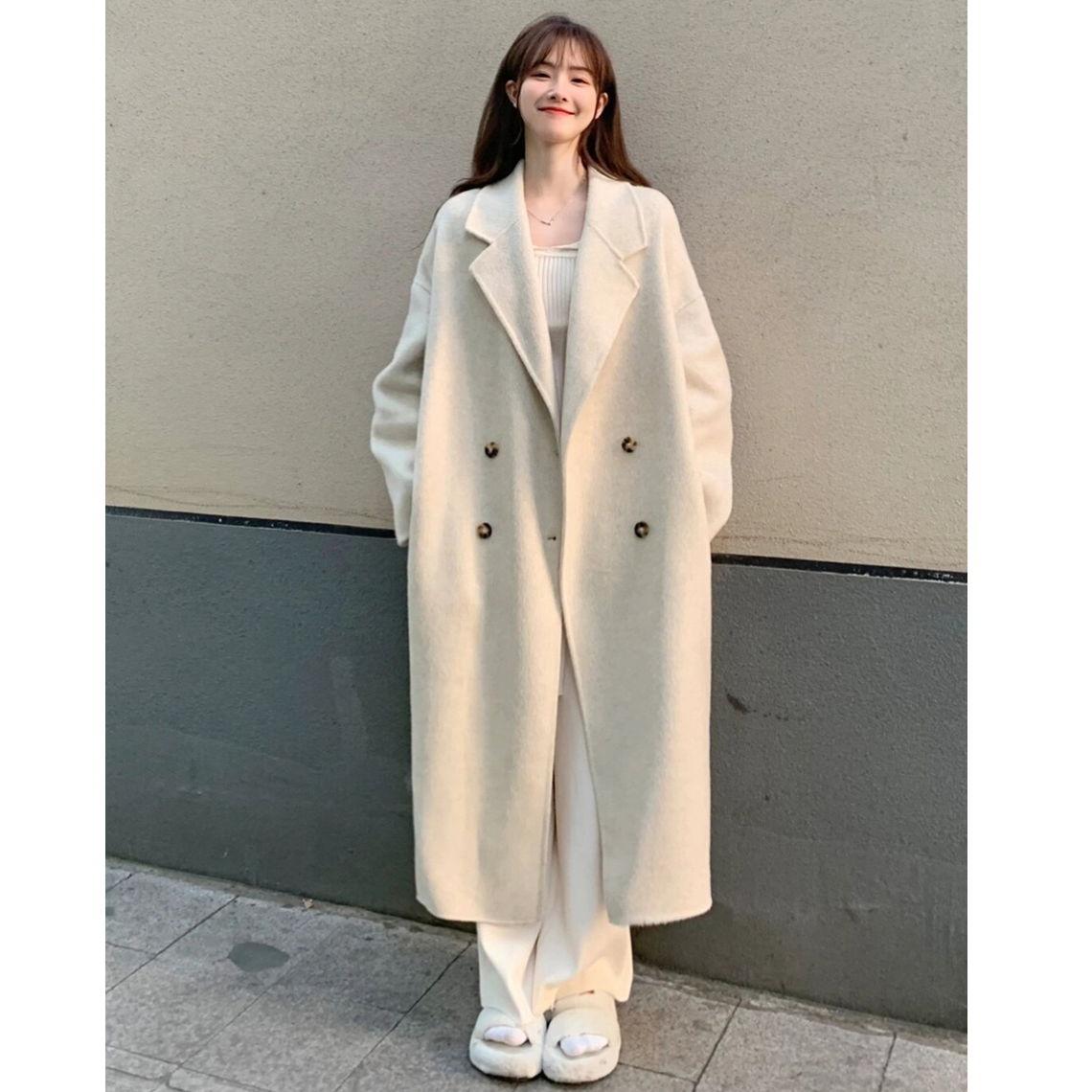 90白鸭绒高个子加长款大衣女加厚羽绒内胆毛呢外套秋冬170超长款